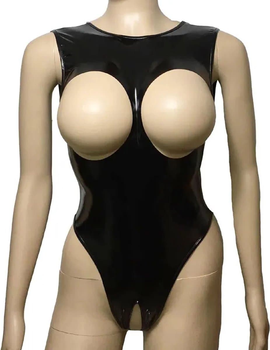 Open-crotch Jumpsuit Black Cherry - Open Borsten en kruis - Erotische bodysuit — afbeelding 1