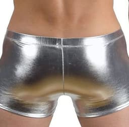 Strakke latex lingerie heren - Boxershort met veters - Zilver - Mannen slip - Erotische ondergoed - Clubwear — thumbnail 2