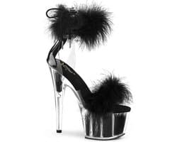 Pleaser - ADORE724F Sandaal met enkelband, Paaldans schoenen - Paaldans schoenen - 45 Shoes - Zwart/Transparant