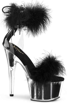 Pleaser - ADORE724F Sandaal met enkelband, Paaldans schoenen - Paaldans schoenen - 45 Shoes - Zwart/Transparant — thumbnail 1
