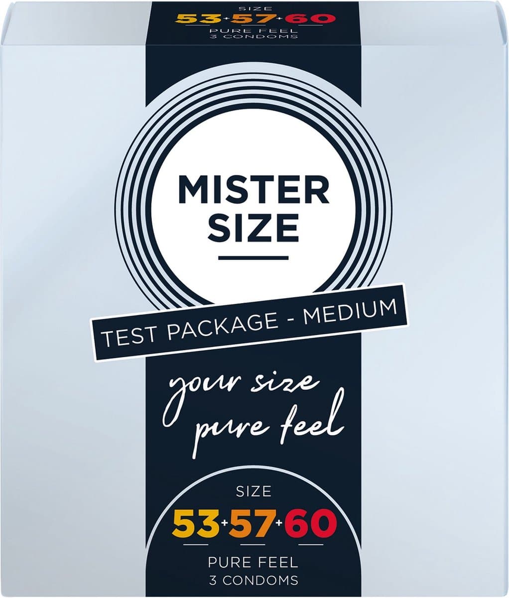 Mister Size TESTER Pure Feel - Kondooms 53, 57, 60 mm - 3 Stuks transparant — afbeelding 1