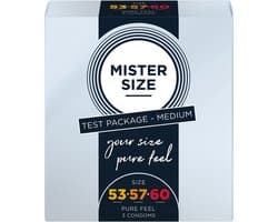 Mister Size TESTER Pure Feel - Kondooms 53, 57, 60 mm - 3 Stuks transparant