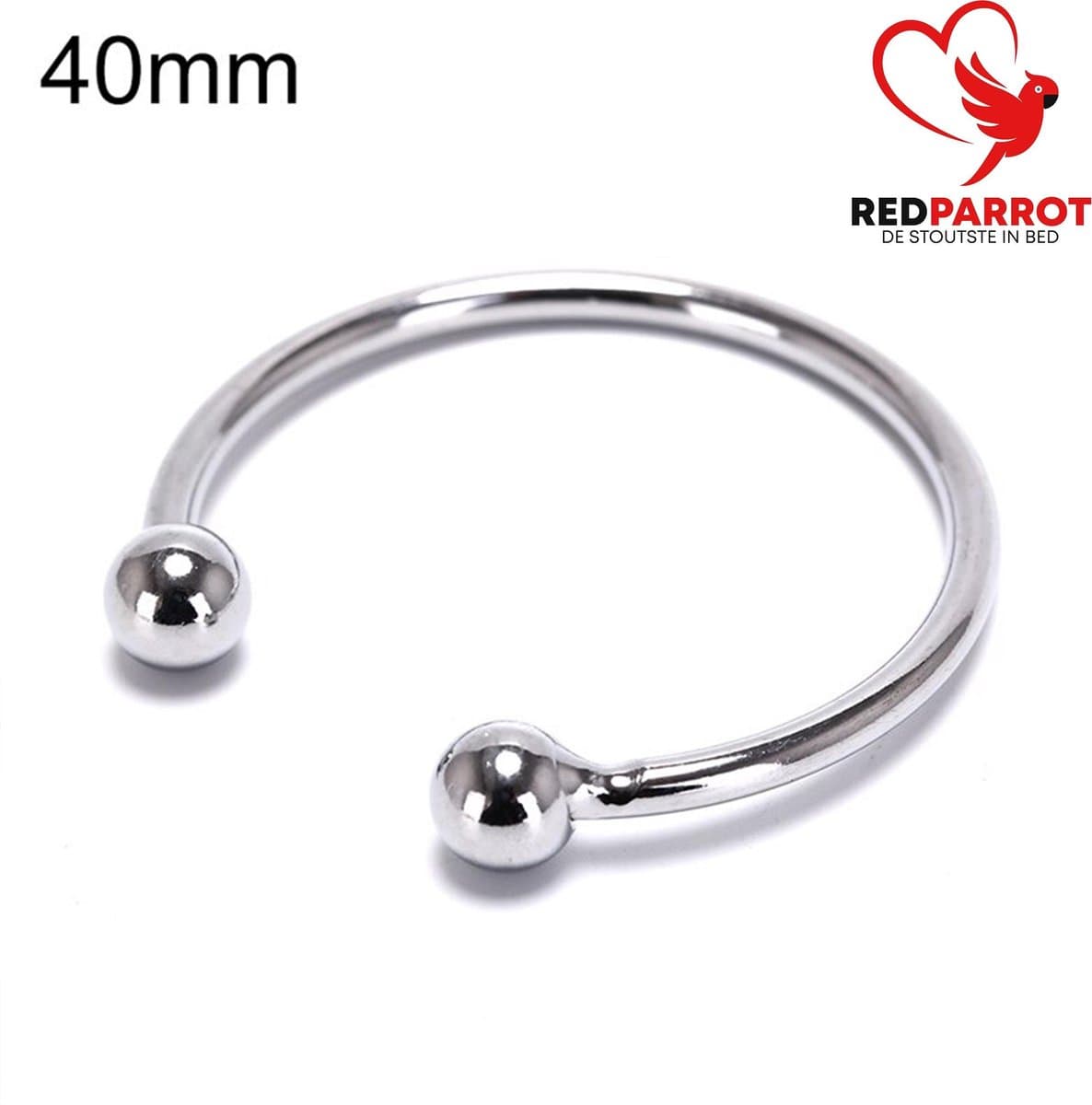 Eikelring RVS - 40MM – Met Kogeluiteinden – Intiem Accessoire – Staal — afbeelding 1