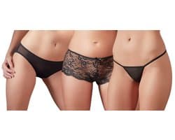 Cottelli Collection – 3 Delig Erotisch Ondergoed Set voor Veelzijdig Keuzevrijheid in de Slaapkamer – Maat S – Zwart