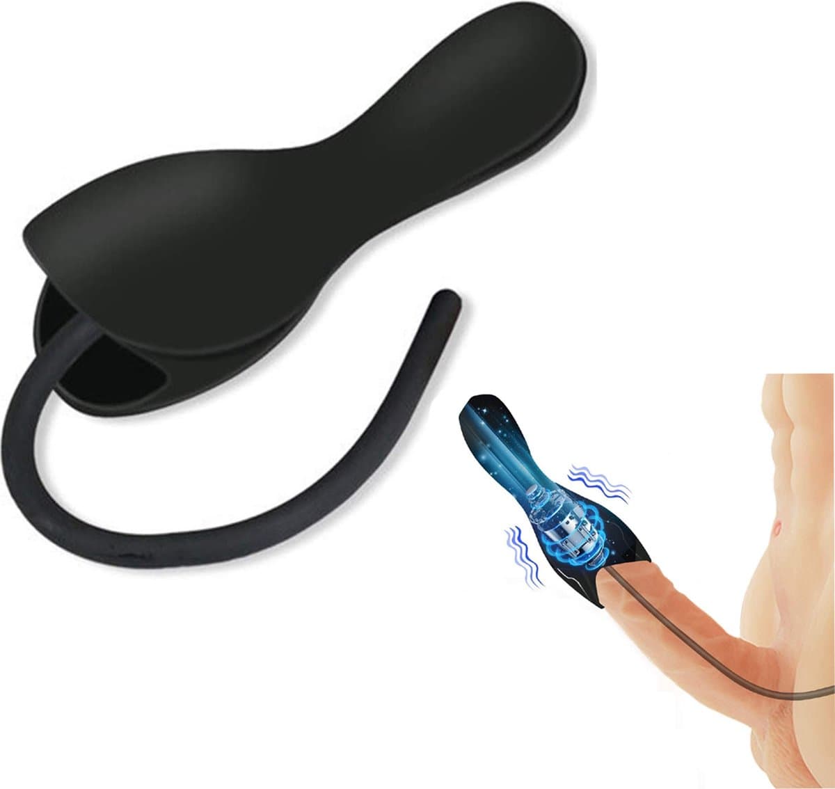 Vibrerende Masturbator met 3 Dilators - Eikel Vibrator - 10 Standen - Oplaadbaar - Zacht Siliconen - Vibrator voor Mannen — afbeelding 1