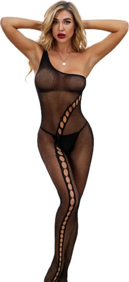 Zwarte mooi opengewerkte Bodystocking – Zarita — thumbnail 1