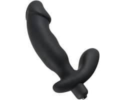 Rebel – Siliconen Penis Vorm Anaal Vibrator met Licht Gebogen Ontwerp en Eikel – Zwart