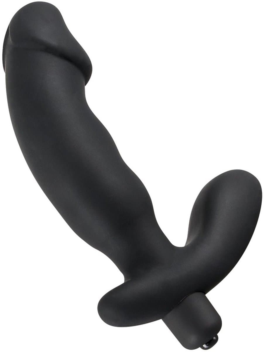 Rebel – Siliconen Penis Vorm Anaal Vibrator met Licht Gebogen Ontwerp en Eikel – Zwart — afbeelding 1