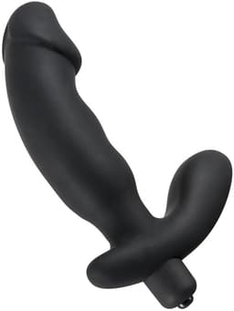 Rebel – Siliconen Penis Vorm Anaal Vibrator met Licht Gebogen Ontwerp en Eikel – Zwart — thumbnail 1