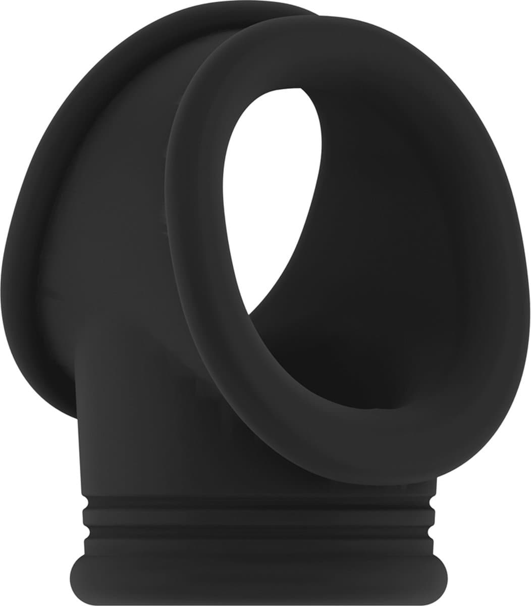 No.48 - Cockring with Ball Strap - Black — afbeelding 1