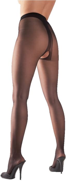 Cottelli Collection – Satijnglans Erotische Kousen met Open Kruis en Uitnodigend voor Seks – Maat M - Zwart — thumbnail 3