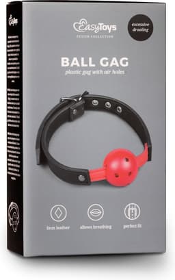 Ball gag met bal van PVC - rood — thumbnail 2