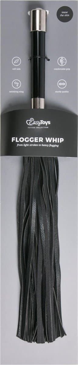 Lange flogger met metalen handvat — thumbnail 2