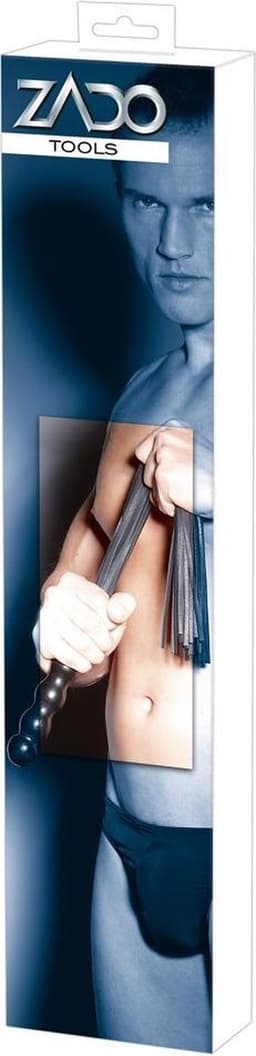 ZADO – 56 cm Lederen Flogger Zweep met Golvend Handvat voor Anaal of Vaginaal Insertie – Zwart — thumbnail 5