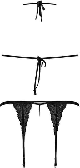 Peek-a-Boo Bra, Garter & G-Set - Zwart - Queen Size — thumbnail 2