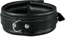 Leren collar 5 cm gevoerd - zwart — thumbnail 1