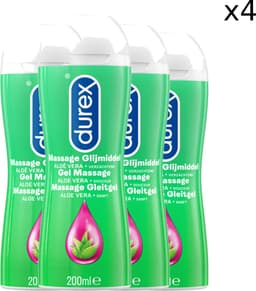Durex Massage Olie en Glijmiddel 2-in-1 - Aloë Vera - 200ml x4 — thumbnail 1