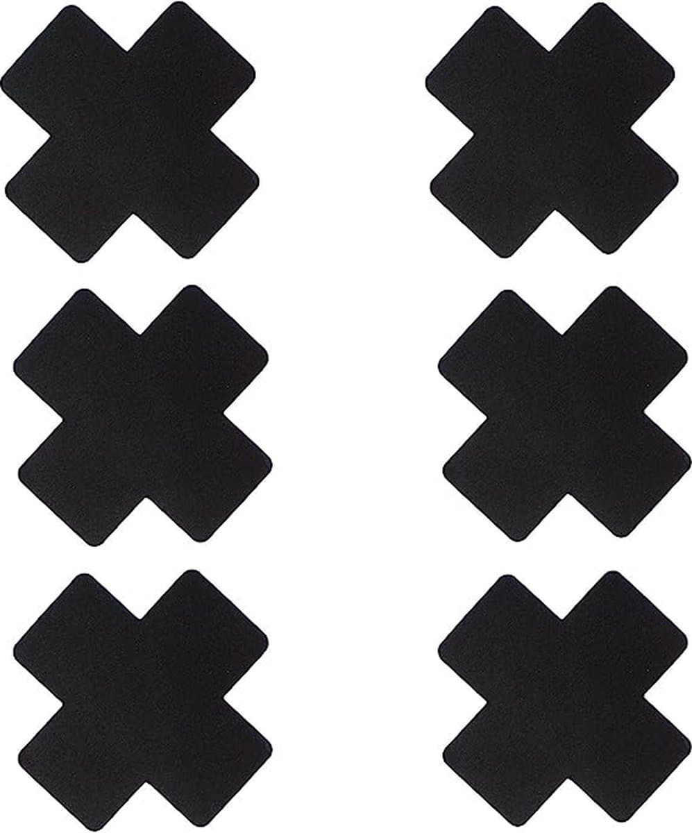 3 pairs of nipple covers - 3 Paar Tepelstickers - Boob stickers - Nipple stickers cross - Tepelplakkers - Tepelstickers kruis - Zwart - Sexy - Black - Erotisch feest - Festival - Gay Pride — afbeelding 1
