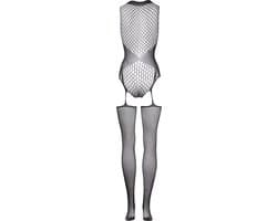 Contrast Suspender Bodystocking - One Size — thumbnail 3