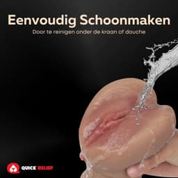 Quick Relief Aisha™ Official - Masturbator - Realistisch - Pocket Pussy - 2 in 1 Vagina en Anus - Sex Toys voor Mannen - Zelf Aftrekken - Stroker - Kunstvagina Bruin — thumbnail 9