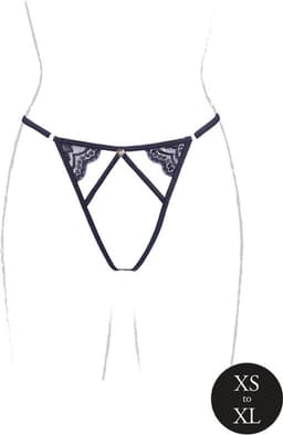 Shots - Le Désir Cloé - String met Open Kruis, Verstelbare Schuivers en Gouden Details - One Size black OS — thumbnail 5