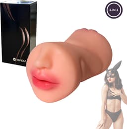 VIVIDIA 3-IN-1 Pocket Pussy voor Man - Realistische Vagina & Anus & Mond - Masturbator voor Man - Blowjob & Vagina & Anus Penetratie - Kunstvagina & Kunstanus & Kunstmond in één - Sex Toys voor Mannen – Roze (Beige) — thumbnail 2