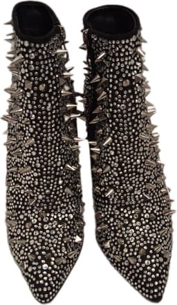 RUON- EROTISCH ENKELLAARSJE-TEXTIEL MET SILVER STUDS- 9 CM HEEL-38 — thumbnail 5