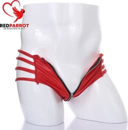 Verleidelijke slip met rits - Herenondergoed - Erotisch - Kunstleer - Rood - BDSM — thumbnail 2