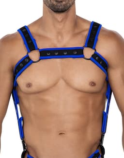 Cut4Men - Fetish Harnas - Tuigje - Neo - Blauw/Zwart — thumbnail 1