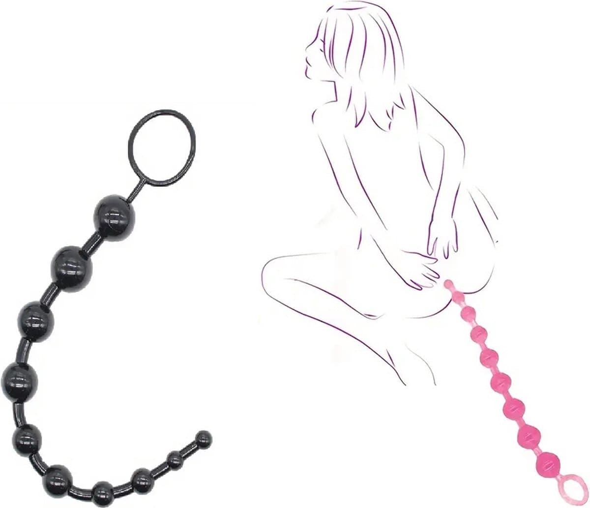 Anale Kralen I Anal Beads I I Buttplug I Anaal Plug I Butt Plug I Gevorderen I 10 Kralen I 31 CM Lengte I 25 CM Inbrenglengte I Siliconen I Zwart — afbeelding 1