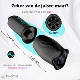 ME'ADAM - 360° Roterende blowjob masturbator - Pocket Pussy - Incl glijmiddel & opbergtas - luxe masturbator -Masturbator Voor Man - Elektrisch - Oplaadbaar - Waterdicht - Waterproof - Sex Toys - Penis Stimulator - Zwart - fluisterstil — thumbnail 4