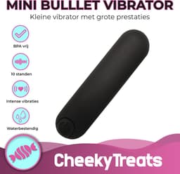 CheekyTreats Mini Bullet Vibrator – USB Oplaadbaar – 10 Standen – Compact & Waterdicht – Discreet Formaat – Zwart — thumbnail 2