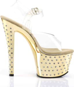 Pleaser - STARDUST-708 Sandaal met enkelband, Paaldans schoenen - Paaldans schoenen - 39 Shoes - Goudkleurig — thumbnail 2