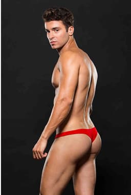 Envy - Microfiber Lowrise Zip String - M/L - Rood — thumbnail 4