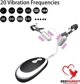 Vibrerende tepelklemmen - 20 standen - Afstandsbediening - BDSM — thumbnail 2