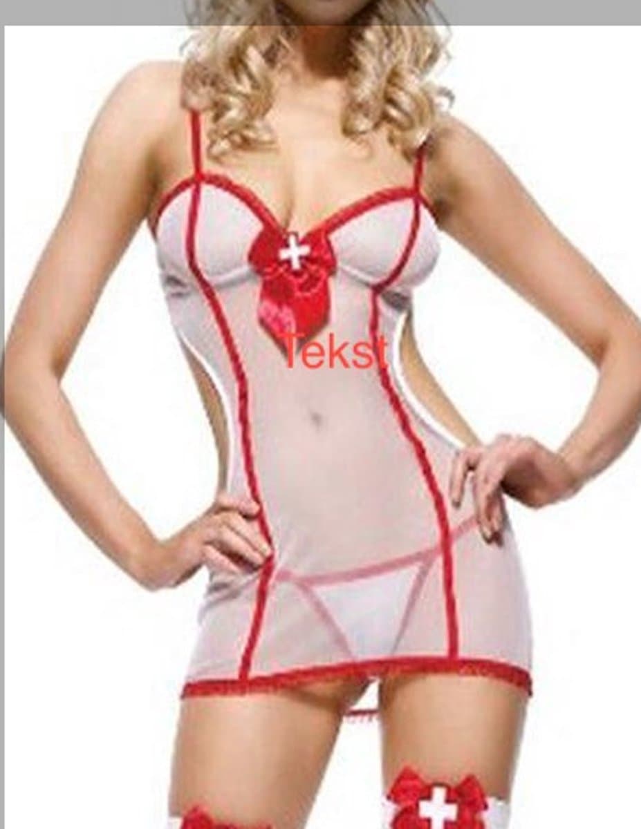 Body Pleasure - super strak - sexy lingerie - verpleegster setje- nurse - party outfit - tl87 - rollenspel - verpakt in gave bodypleasure cadeaubox - one size - zuster wat doet u nu ? — afbeelding 1