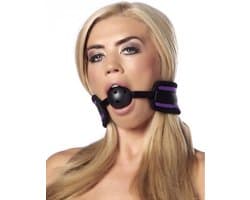 Rimba - Comfortabele ball gag - Zwart/Paars - Verstelbaar