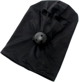 Rimba - Elastisch hoofdmasker Van soepele stof Met ball gag - Zwart — thumbnail 2