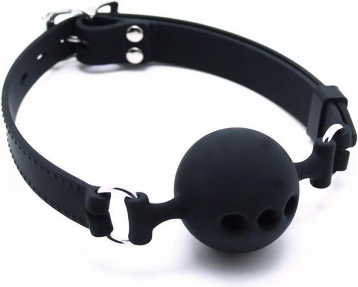 Rimba - Ball Gag - Siliconen Mondknevel Met Metalen Gesp - BDSM Mouthgag Met Verstelbare Band En Ademgaten — afbeelding 1