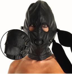 Rimba Bondage Play - Leren Masker Met afneembare gag En oogdelen — thumbnail 3