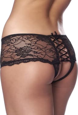 Amorable - Erotische Slip - Kanten Knicker Met Open achterkant - Zwart - One Size — thumbnail 2