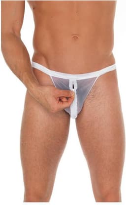 Amorable - Transparante Witte Herenstring Met Rits - One Size — thumbnail 1