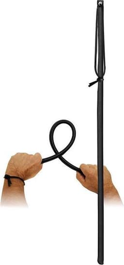 Flexibele Cane Van PVC En bekleed Met Leer - Zwart — thumbnail 1