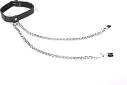 Halsband met tepelklemmen - Zwart — thumbnail 1