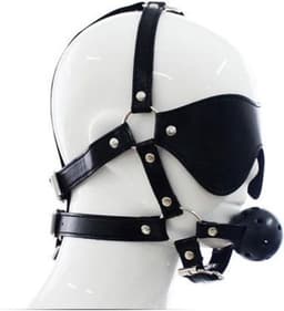 Compleet Hoofd Harnas met Ballgag en Blinddoek — thumbnail 2