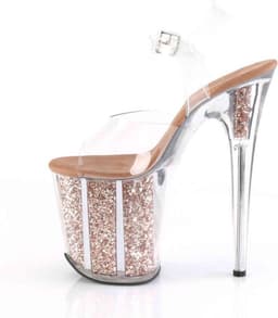 Pleaser - FLAMINGO-808G Sandaal met enkelband, Paaldans schoenen - Paaldans schoenen - 37 Shoes - Roze/Transparant — thumbnail 3