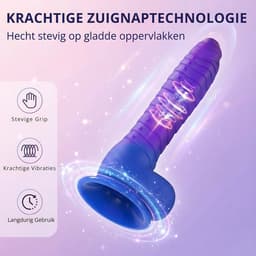 SF Toys Verwarmbare Dildo met Zuignap - Met Afstandsbediening - 5 Bewegingsstanden - 3 Vibratiestanden - IPX6 Waterdicht - Paars — thumbnail 3