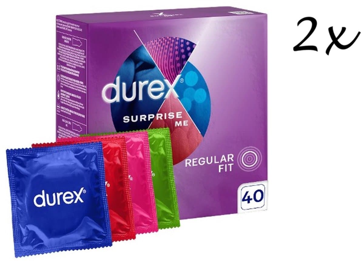 Durex Condooms Surprise Me Mix - 80 stuks (2x 40) - 20x Pleasure Me - 20x Thin Feel - 20x Tickle Me - 20x Extra Safe – Discreet en Stevig Verpakt — afbeelding 1