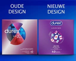 Durex Love Mix Condooms - 40 stuks - 8x Thin Feel Extra Lube (Elite) - 8x Intens Orgasme (ribbels, nopjes en gel) - 8x Thin Feel Ultra (extra dun) - 8x Aardbeismaak - 8x Pleasure Me (ribbels en nopjes) - Discreet Verpakt — thumbnail 3