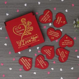 Romantische Cadeaubox - Liefdesgeschenken Koppels - Liefde Uiten - 20 Romantische Berichten - Hart 5cm - Rood — thumbnail 2